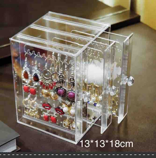 Exhibidor Caja Acrílica Transparente Organizador Aros Joyería 13x13x18cm
