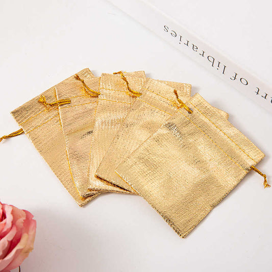 Pack 5 Bolsas Organza Metálica para Joyería Dorada o Plateada 8x10cm