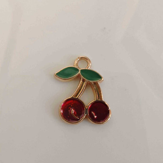 Dije Fantacia Dorado Cereza Rojo 18mm