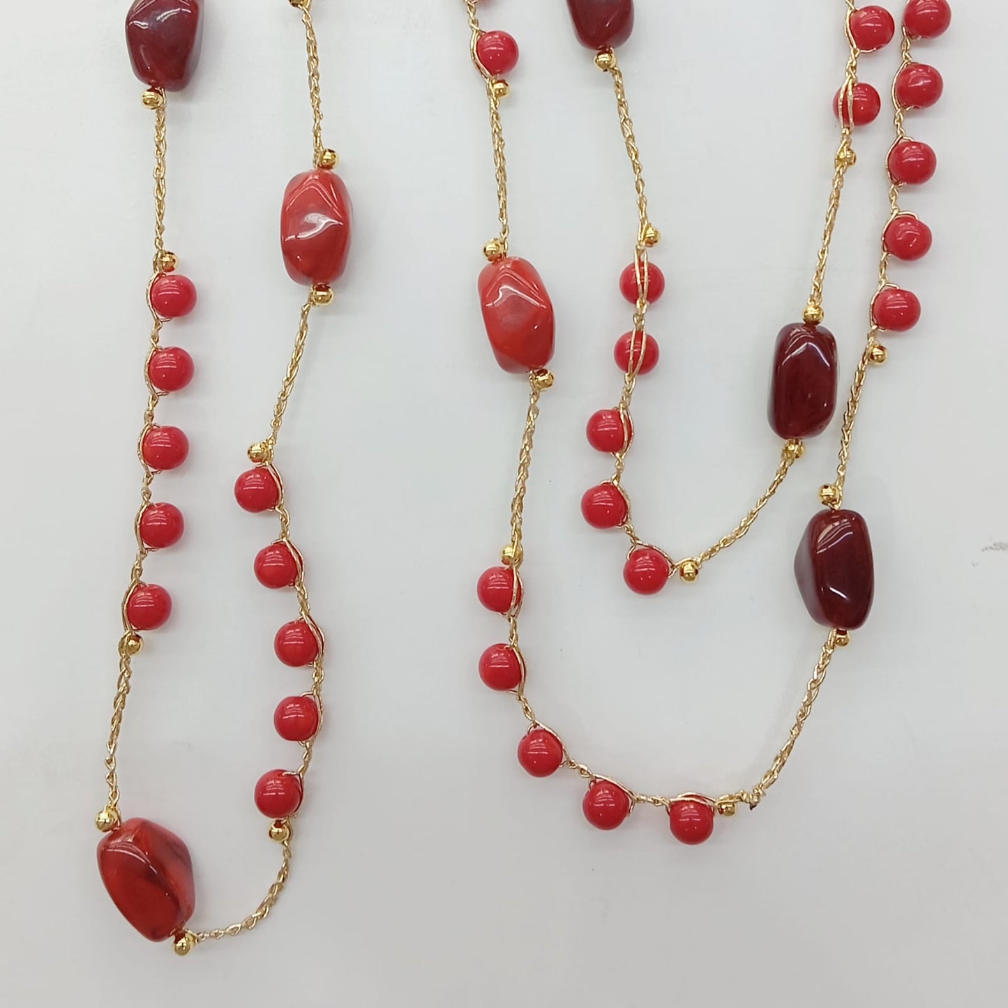 Collar Larga Bañado Oro Cristales