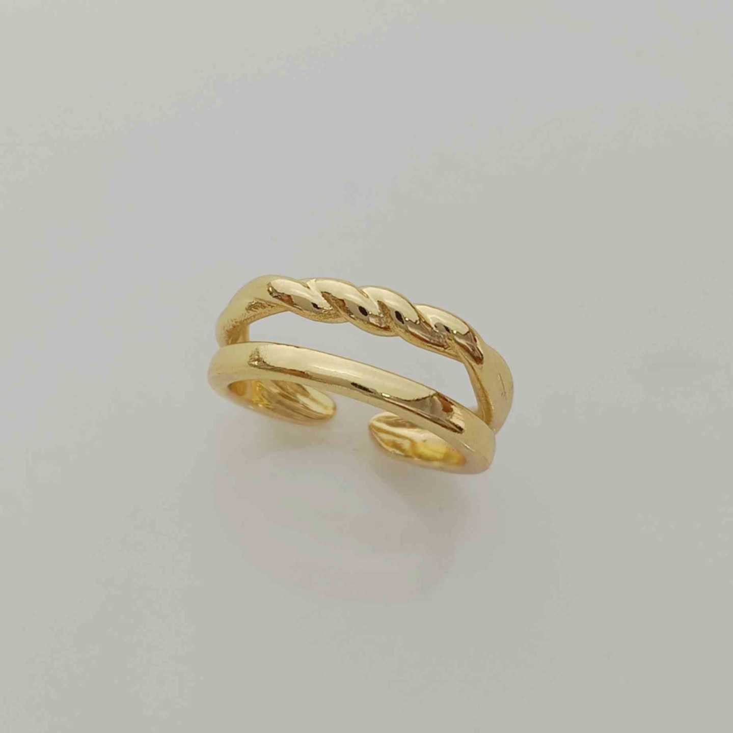 Anillo Bañado Oro Doble Linas 1 Forma Turbillon Ajustable
