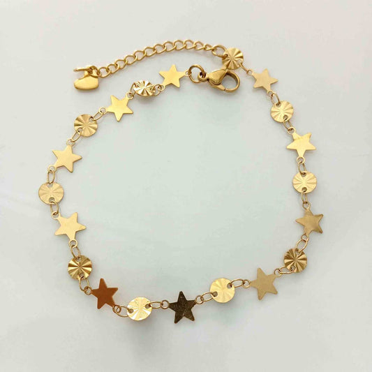 Tobillera Dorada Estrella y Redonto