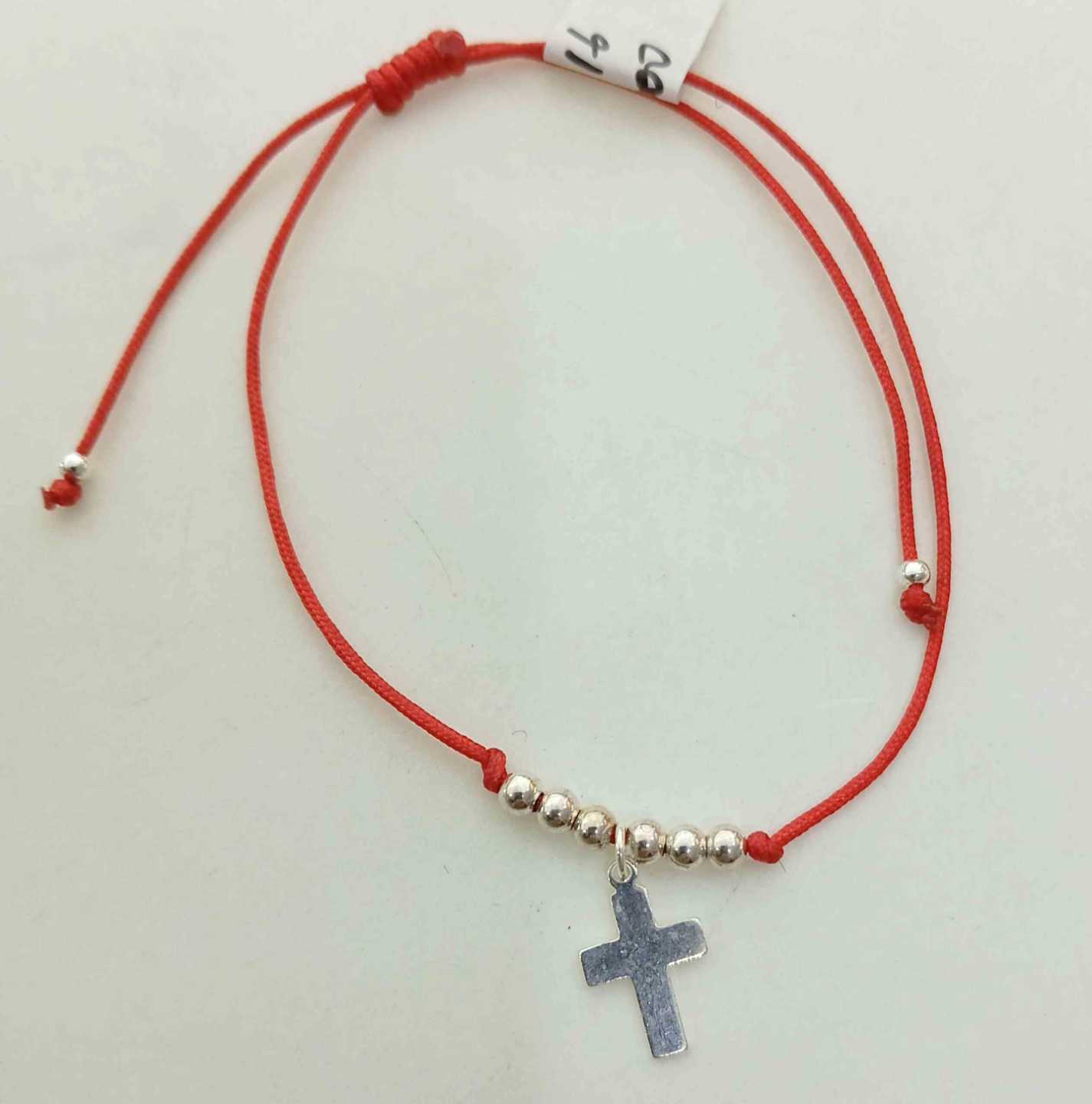 Pulsera Hilo Rojo o Negro Colg. Cruz Plata925