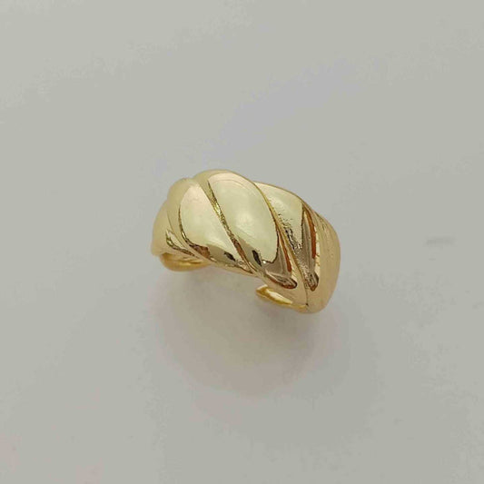 Anillo Bañado Oro Tela Asargada Medio Ajustable