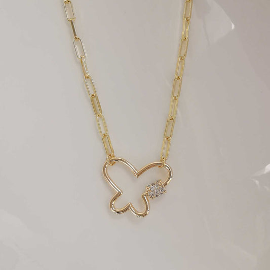 Collar Bañado En Oro Bloche Mariposa