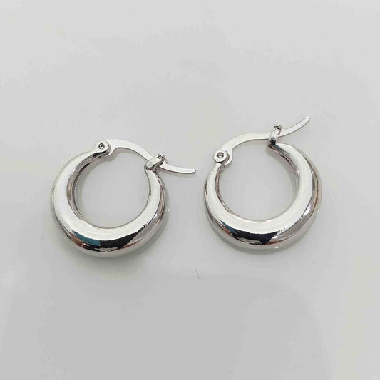 Aro Bañado Plata Argolla Bote Medio 18mm