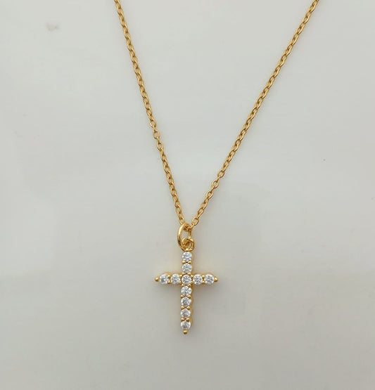 Collar Dorado Colgante Cruz Circones