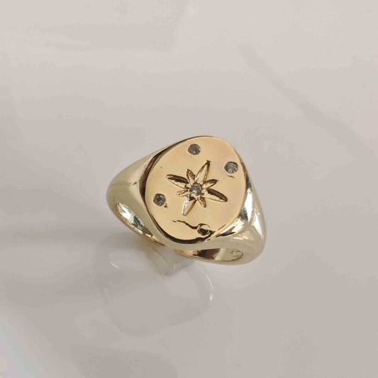 Anillo Bañado en Oro Ovalo Estrella Circones Ajustable