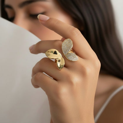 Anillo Mariposa Bañado en Oro 18k Alas Pavé de Circones Ajustable