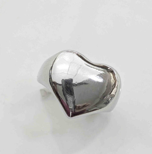 Anillo Bañado En Plata y Bañado en Oro 18K Corazon Ajustable