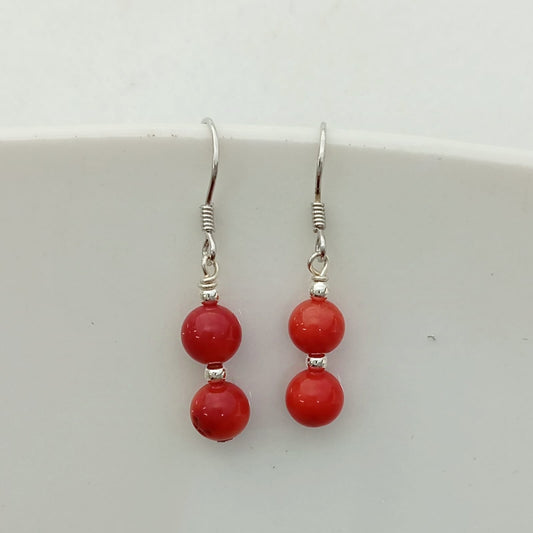 Aro Plata Colgante Piedras Coral