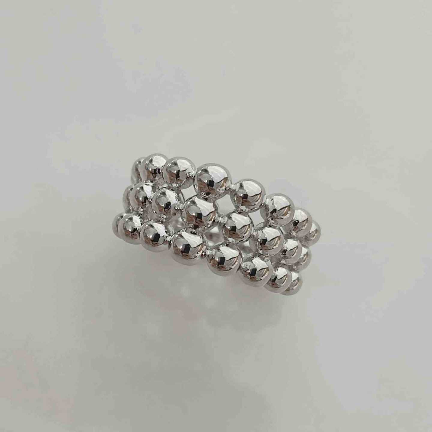 Anillo Bañado en Plata 3 Lineas Pelotias Sinfin Ajustable