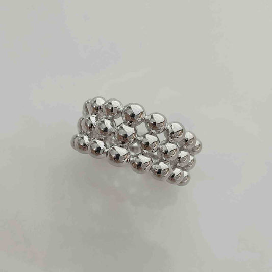 Anillo Bañado en Plata 3 Lineas Pelotias Sinfin Ajustable