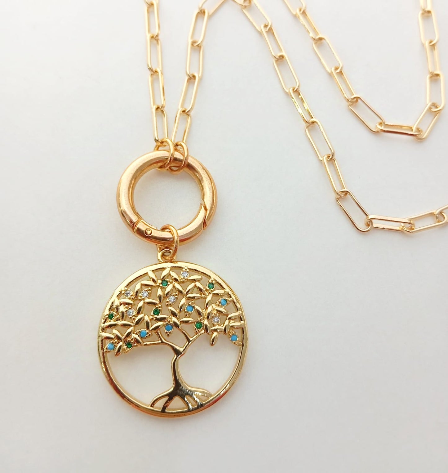 Collar Bañado Oro Colgante Arbol de Vida 50CM