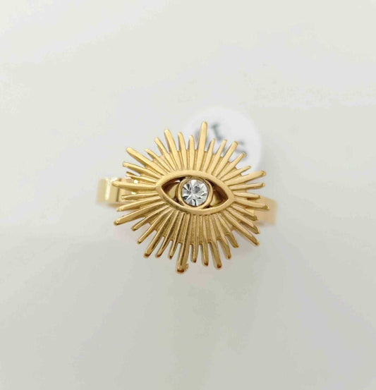 Anillo Dorado Ojo Turco Sol