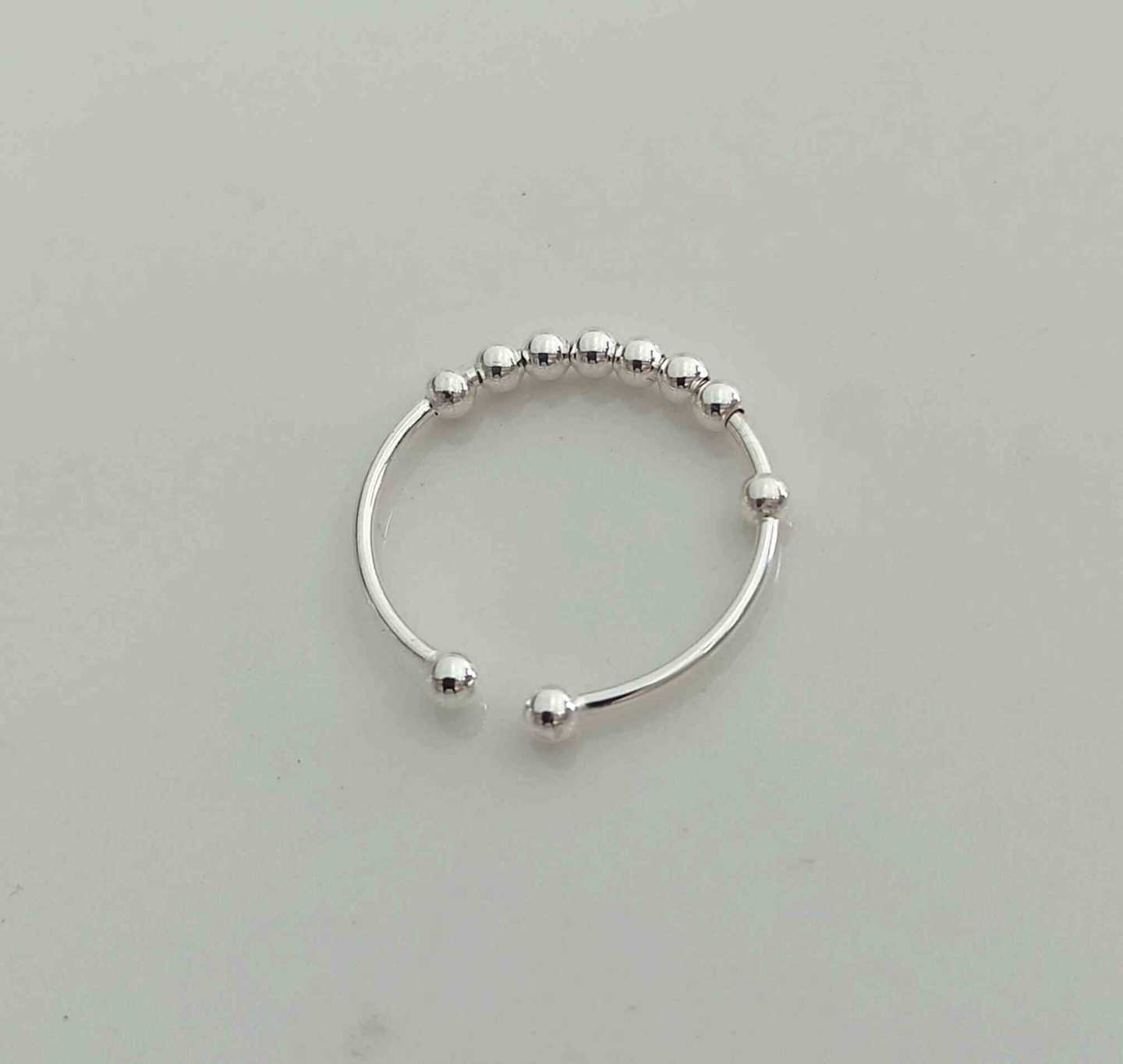 Anillo Plata 925 Abierto con 8 Pelotitas Móviles