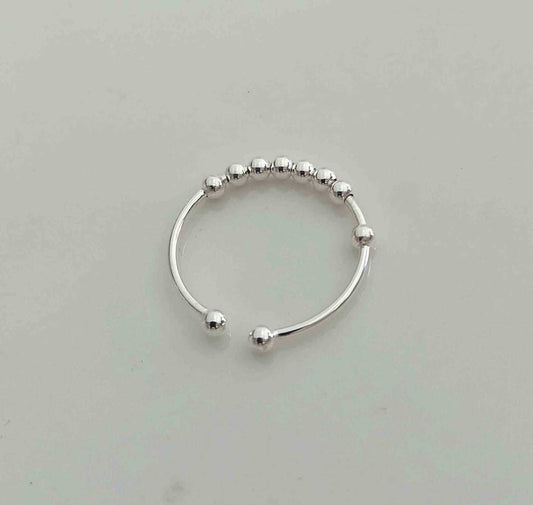 Anillo Plata 925 Abierto con 8 Pelotitas Móviles