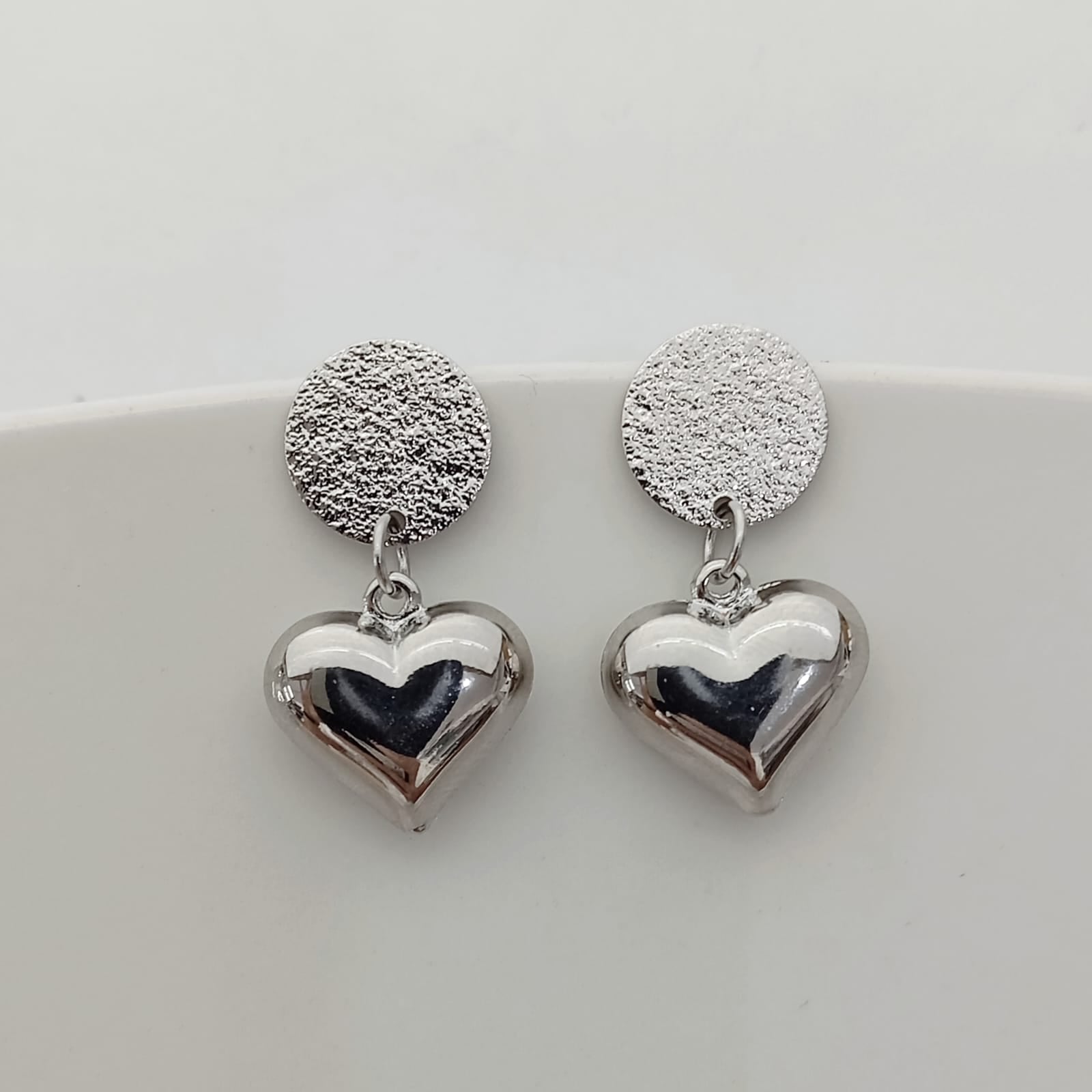 Aro Bañado en Plata Colgante Corazon