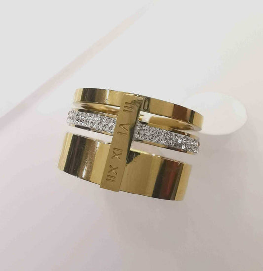 Anillo Acero inoxidable Acero Dorado Sinfin Entre Argollas