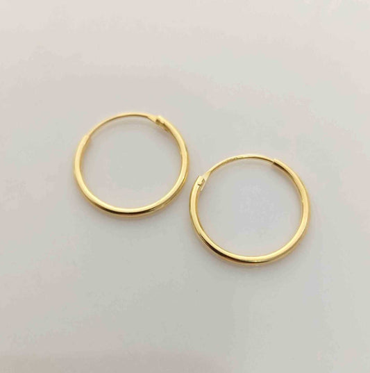 Aro Plata925 Bañado en Oro  Argolla Liso 15mm