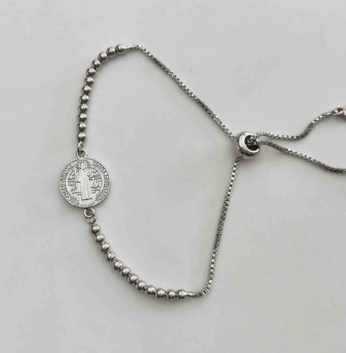 Pulsera Bañado Plata San Benito Ajustable