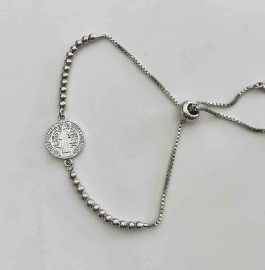 Pulsera Bañado Plata San Benito Ajustable