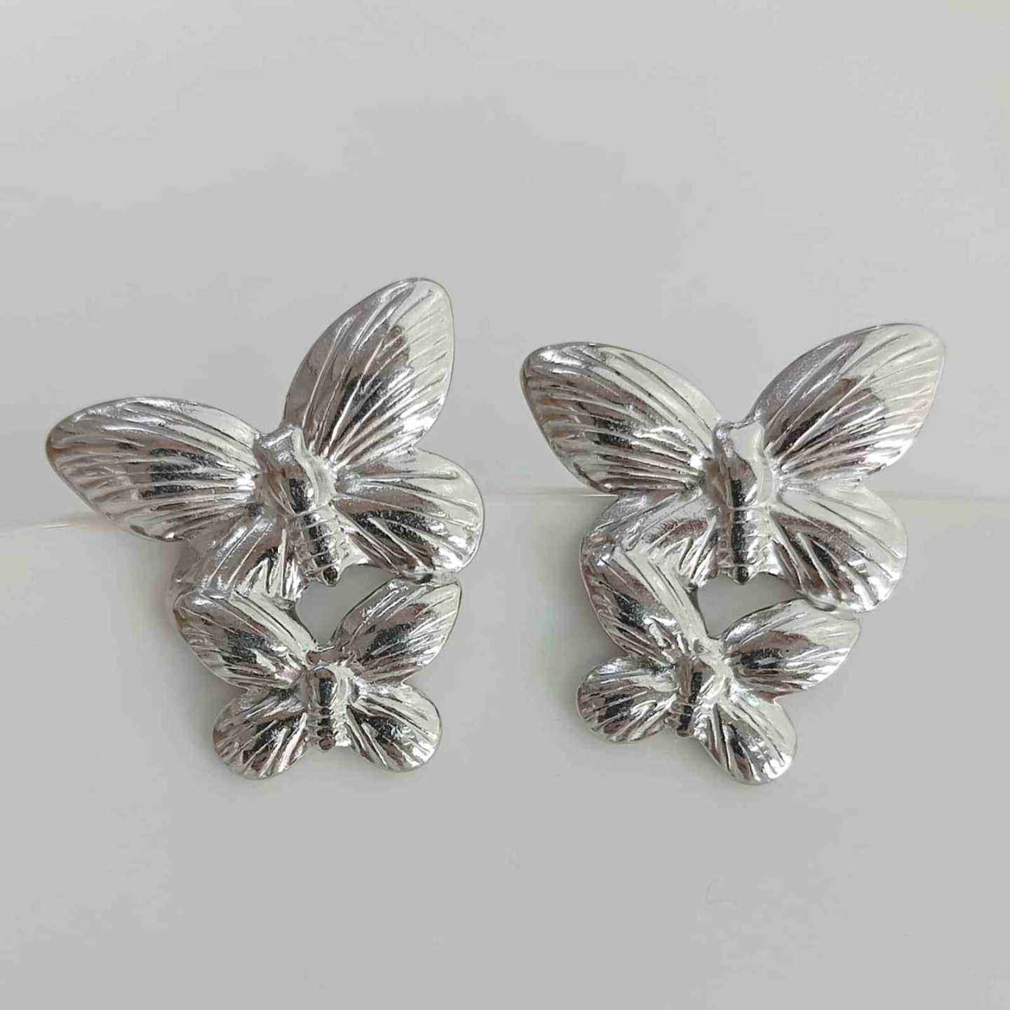 Aro de Acero Plateado 2 Mariposas 