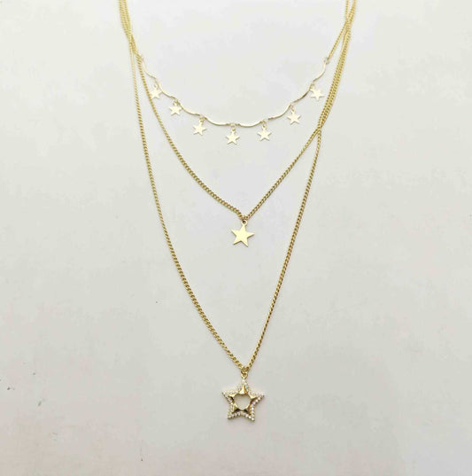Collar Dorado Triple Estrellas