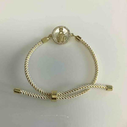 Pulsera Bañado Oro Virgen en Nacal Hilo Colores Ajustable