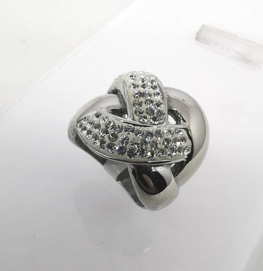 Anillo Acero inoxidable Plateado Cruzado Circones