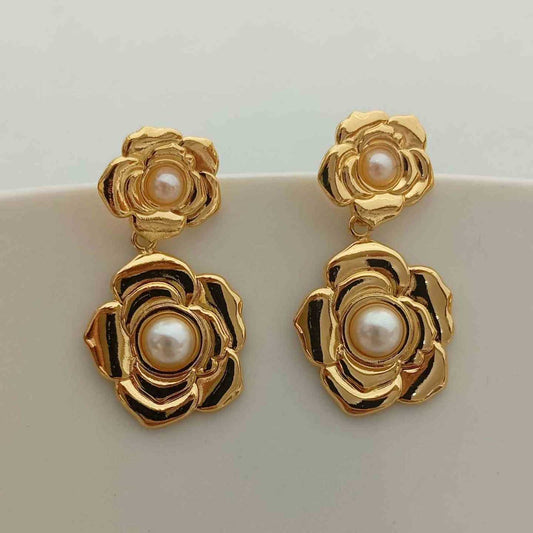 Aro de Acero Quirúrgico Dorado Flor Colgante Flor Medio 