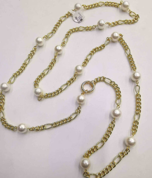 Collar Largo Bañado Oro Colg. Perla Mallorca