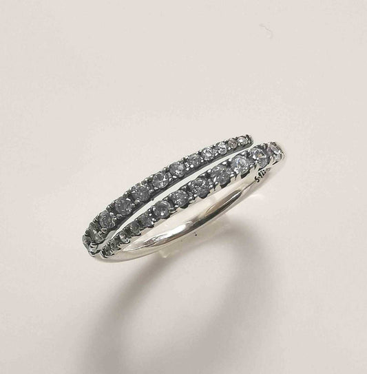 Anillo Plata925 Dos Linea Circones Medio Abierto