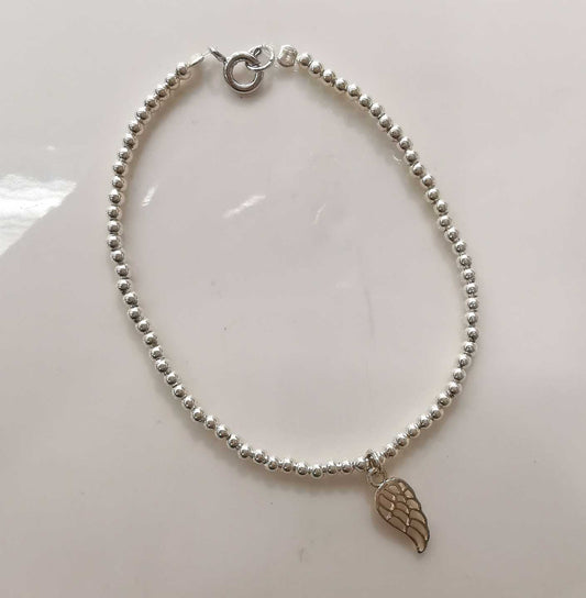 Pulsera Plata925 Pelotita Lisa Colgante Virgen