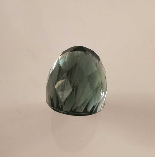 Anillo Acero inoxidable Plateado Cristal Gris Verde Ovalado