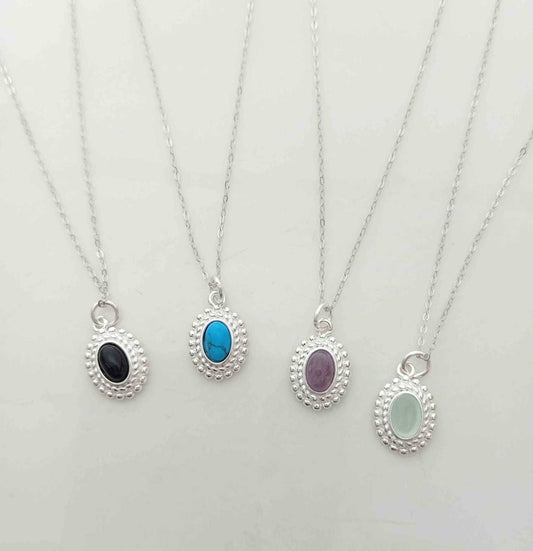 Collar Plata925 Piedra Naturales Ovalo