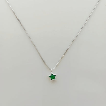 Collar Plata925 Estrella Mini Circon Colores
