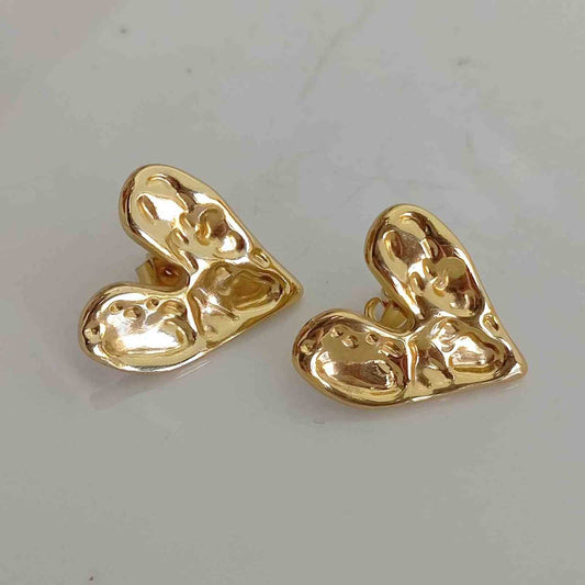 Aro de Acero Dorado Corazon Porosidades 24mm 