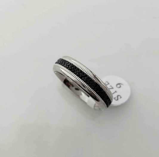 Anillo Plateado Negro Circones Cintillo