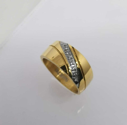 Anillo Acero inoxidable Dorado Con 8 Circones entre 2 Filas