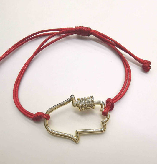 Pulsera Hilo Rojo Mano Broche Circones Bañado