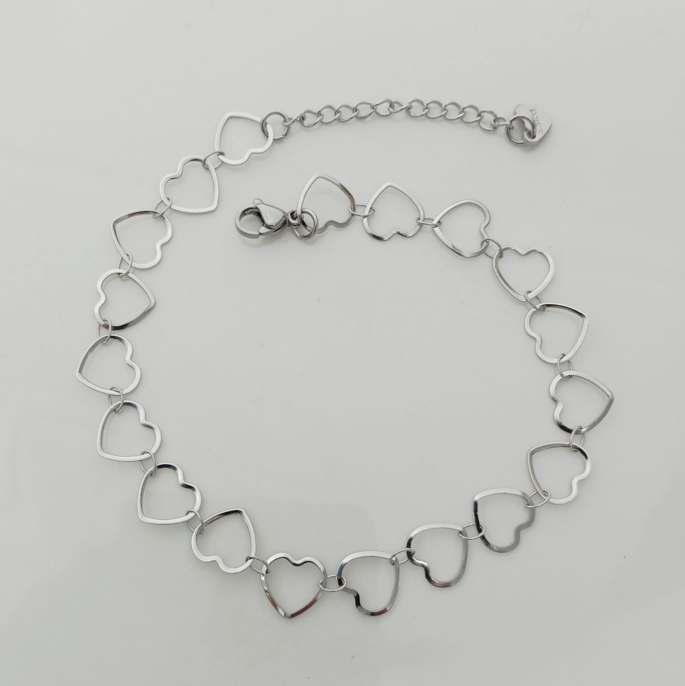 Tobillera Plateado Corazones
