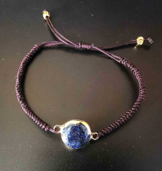 Pulsera Hilo Cafe Piedra Lapislazuli