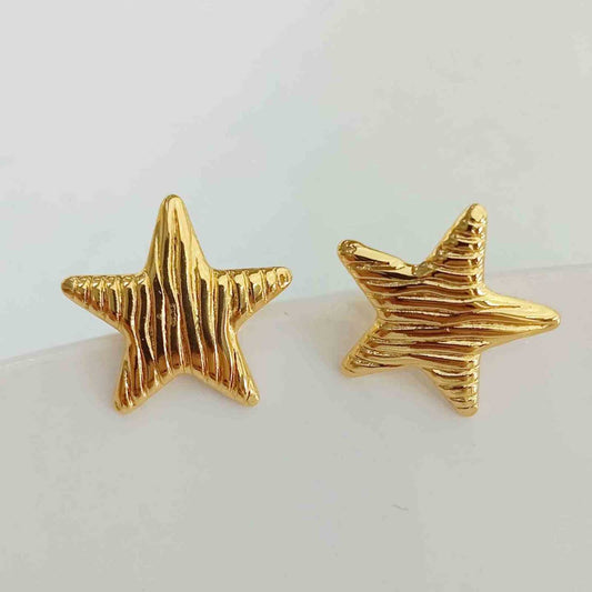 Aro de Acero Dorado Estrella Rayas 20mm 