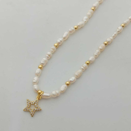Collar Hecho a Mano perla rio 4-5mm 45+5CM