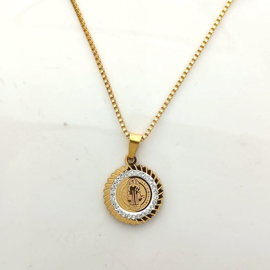 Collar de Acero Dorado San Benito Circones 18mm