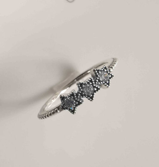 Anillo Plata925 3 Estrellas Circones Corridos