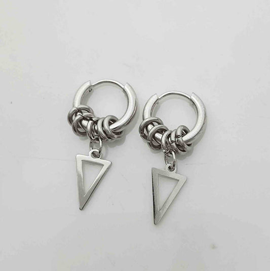 Aro Plateado Argolla 15mm Colgante Trianculo y Argollas