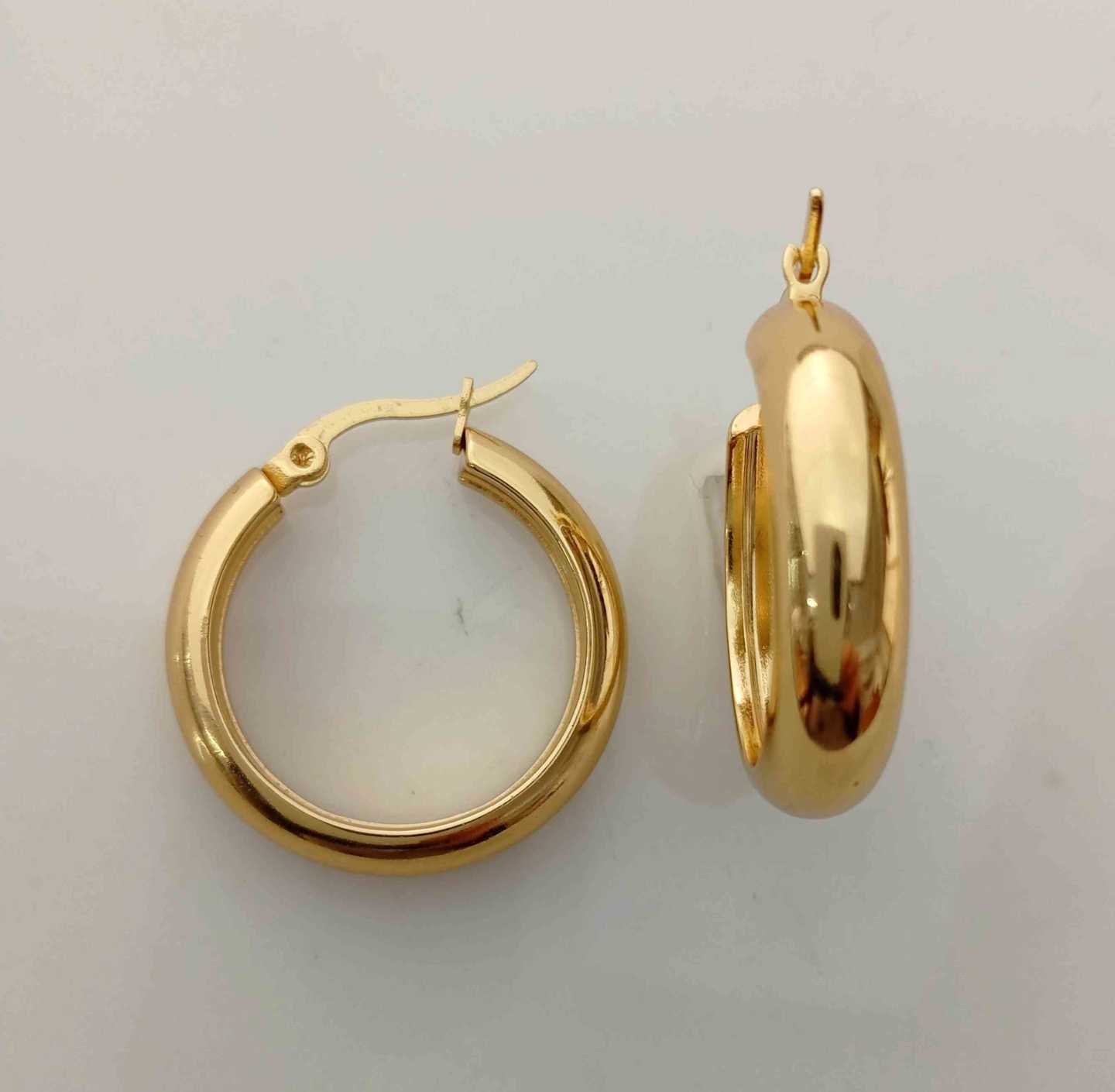 Aro Acero Inoxitable Dorado Argolla Ancho 25x6.5mm