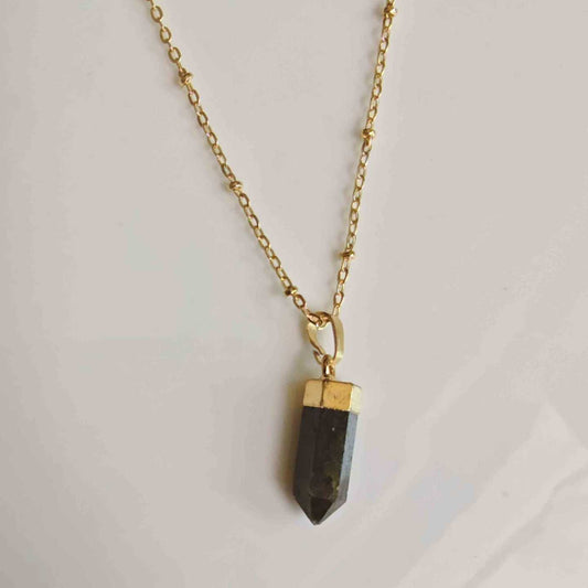 Collar Bañado En Oro Colgante Piedras Natural